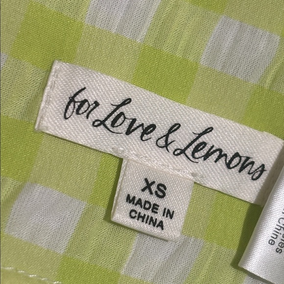 For Love And Lemons Lime Gingham Lightweight Top - Picture 4 of 7